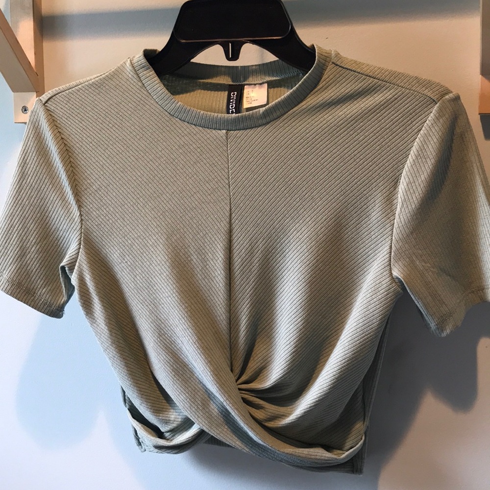 Divided pastel moss green crop top
